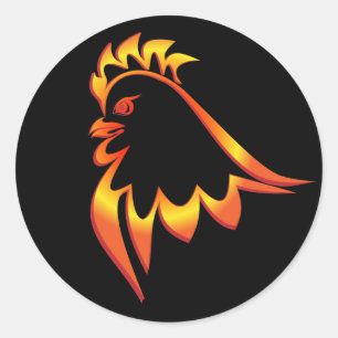 Pegatina Redonda Fiery Rooster