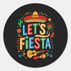 Pegatina Redonda Fiesta 5 Cinco De Mayo Hombres Fiestas Mexicanos