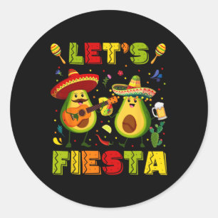Pegatina Redonda Fiesta Aguacate y Tacos Cinco De Mayo