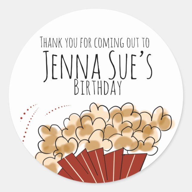 Pegatina Redonda Fiesta al aire libre de película de palomitas de m (Anverso)