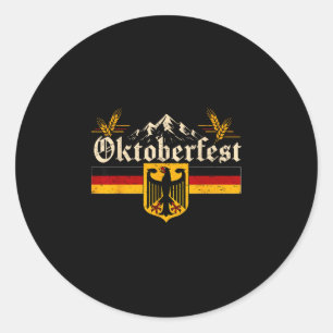 Pegatina Redonda Fiesta alemana de bebida vintage oktoberfest 