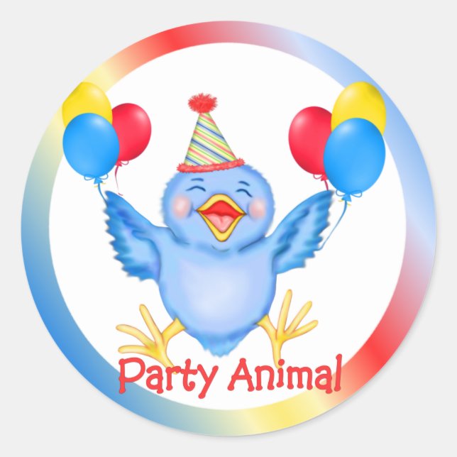 Pegatina Redonda Fiesta Animal Bluebird (Anverso)