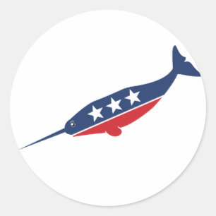 Pegatina Redonda Fiesta Animal - Narwhal