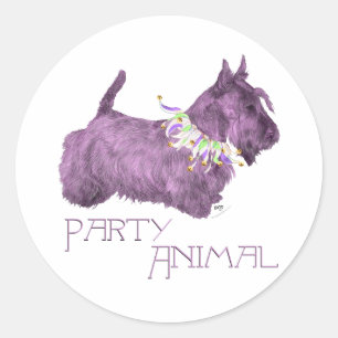 Pegatina Redonda Fiesta Animal Terrier Escocés