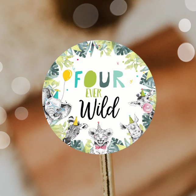 Pegatina Redonda Fiesta Animales Safari Niño Cuatro Años Salvajes (Subido por el creador)