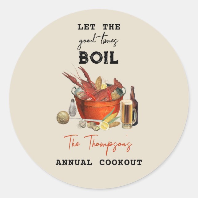 Pegatina Redonda Fiesta anual de hierba de langosta de verano (Anverso)