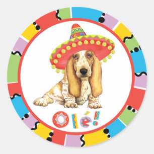Pegatina Redonda Fiesta Basset