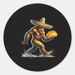 Pegatina Redonda Fiesta Bigfoot Tacos Mexicanos Pie Grande Cinco D