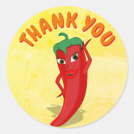Pegatina Redonda Fiesta Bridal Shower Con Diva Pimienta Roja Calien