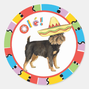 Pegatina Redonda Fiesta Brussels Griffon