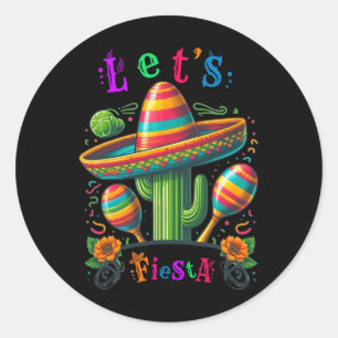 Pegatina Redonda Fiesta Cactus Cinco De Mayo Mujeres Niños G
