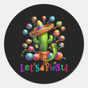 Pegatina Redonda Fiesta Cactus Cinco De Mayo Mujeres Niños G
