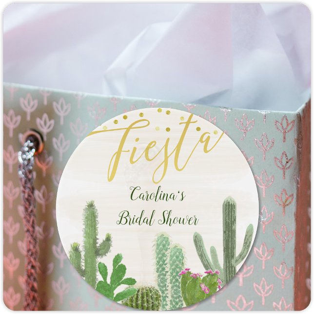 Pegatina Redonda Fiesta Cactus Taco Bout Love Gold Bridal (Subido por el creador)