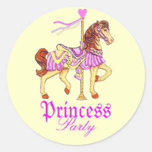 Pegatina Redonda Fiesta Carousel Horse Princess