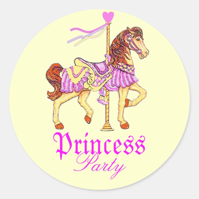 Pegatina Redonda Fiesta Carousel Horse Princess (Anverso)