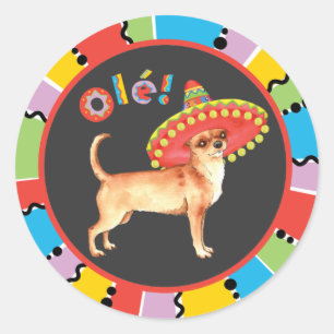 Pegatina Redonda Fiesta Chihuahua