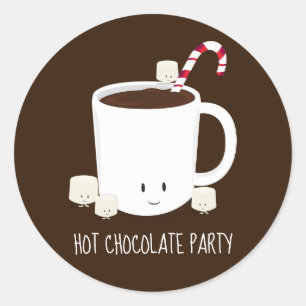 Pegatina Redonda Fiesta Chocolate caliente Cacao caliente Ro clásic
