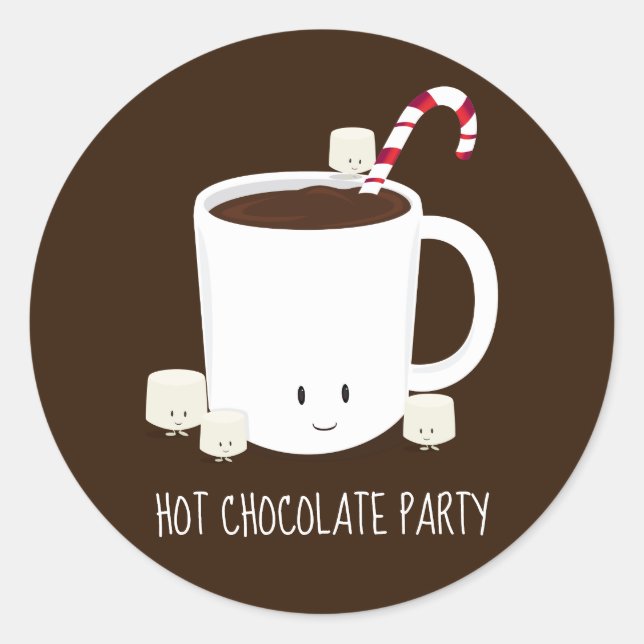 Pegatina Redonda Fiesta Chocolate caliente Cacao caliente Ro clásic (Anverso)