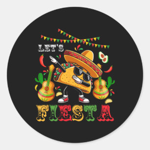 Pegatina Redonda Fiesta Cinco De Mayo Dabbing Taco