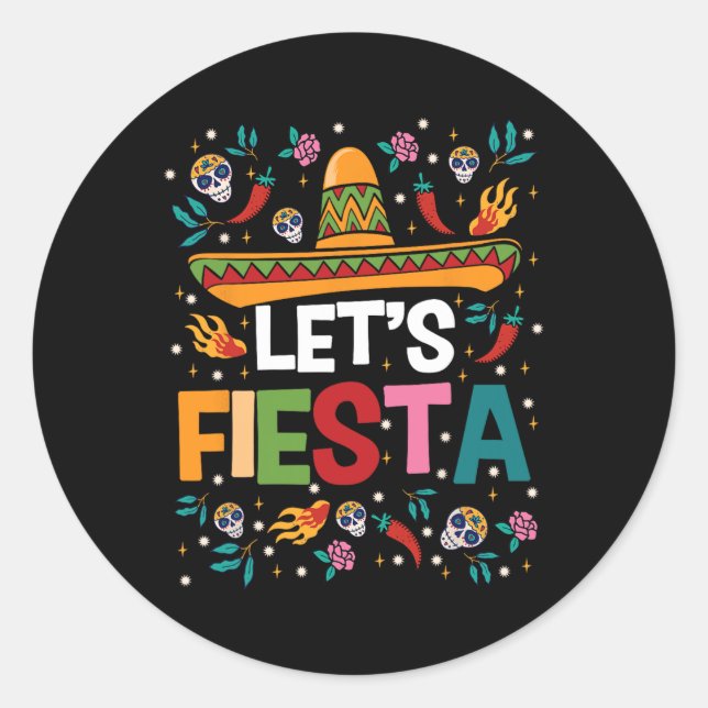 Pegatina Redonda Fiesta Cinco De Mayo Fiesta Gui (Anverso)