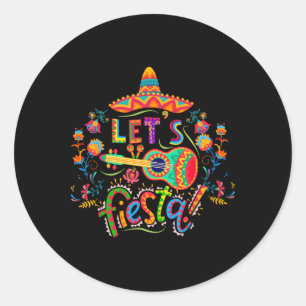 Pegatina Redonda Fiesta Cinco de Mayo Fiesta mexicana Taco Guit