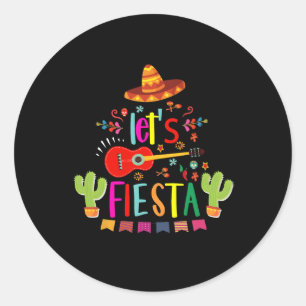 Pegatina Redonda Fiesta Cinco De Mayo Guitarra Funny Pa Mexicano