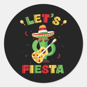 Pegatina Redonda Fiesta Cinco De Mayo Niña Fiesta Mexicana