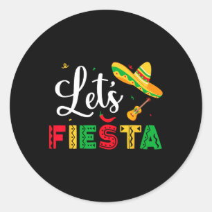 Pegatina Redonda Fiesta Cinco De Mayo Niña Fiesta Mexicana