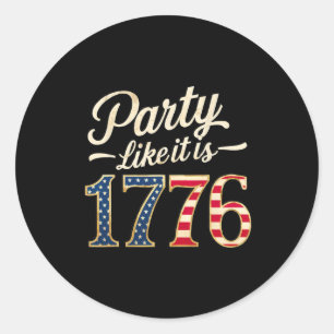 Pegatina Redonda Fiesta Como Si Fuera 1776 Bandera De Estados Unido