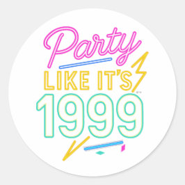Pegatina Redonda Fiesta Como Si Fuera 1999®™ – Voltaje Neon
