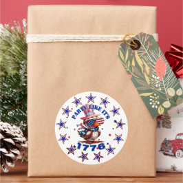 Pegatina Redonda Fiesta como su águila estadounidense 1776 y su ban