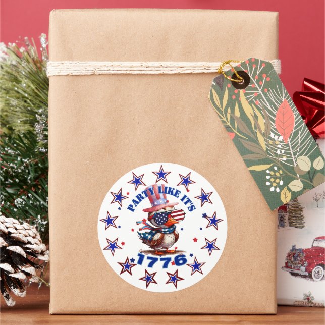 Pegatina Redonda Fiesta como su águila estadounidense 1776 y su ban (Vacaciones)