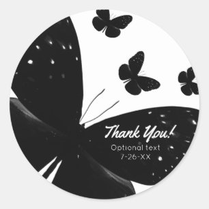 Pegatina Redonda Fiesta con mariposas negras Favor personalizado bl