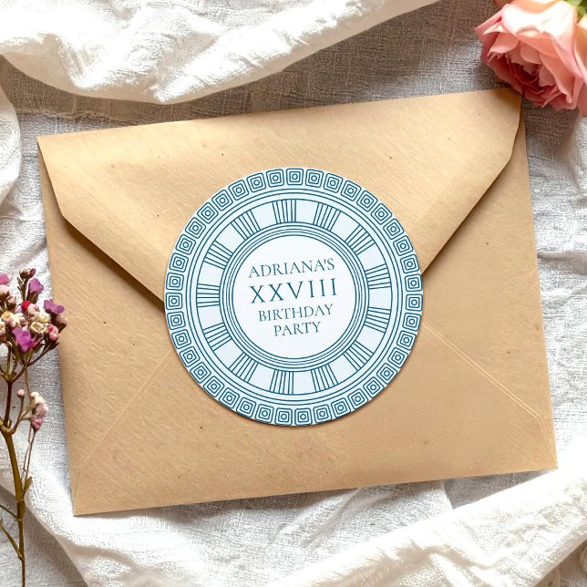 Pegatina Redonda Fiesta con tema de la antigua Grecia con patrón az (Subido por el creador)