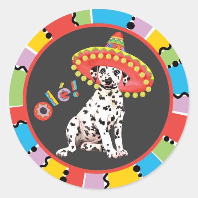 Pegatina Redonda Fiesta Dalmatian (Anverso)