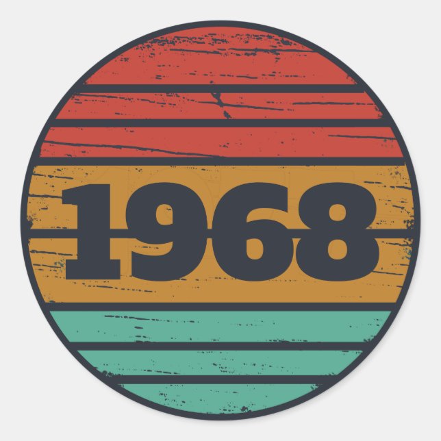 Pegatina Redonda Fiesta de 55 años de antigüedad personalizada (Anverso)