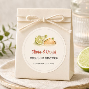 Pegatina Redonda Fiesta de Amor Favor para Boda de Parejas Taco