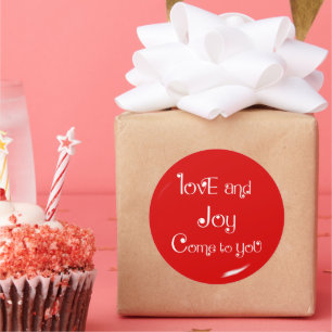 Pegatina Redonda Fiesta de Amor y Alegría para las Fiestas