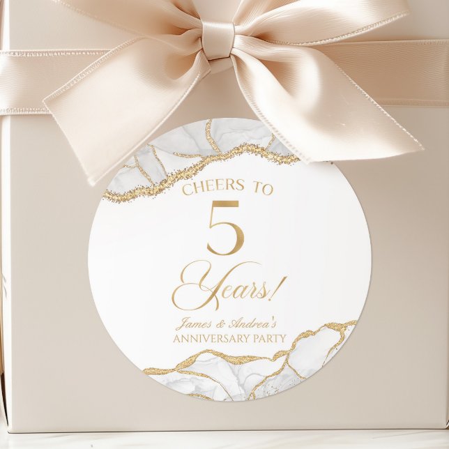 Pegatina Redonda Fiesta de aniversario de 5 años de Agata en Oro Bl (Subido por el creador)