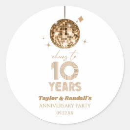 Pegatina Redonda Fiesta de aniversario de Boda de 10 años de vida