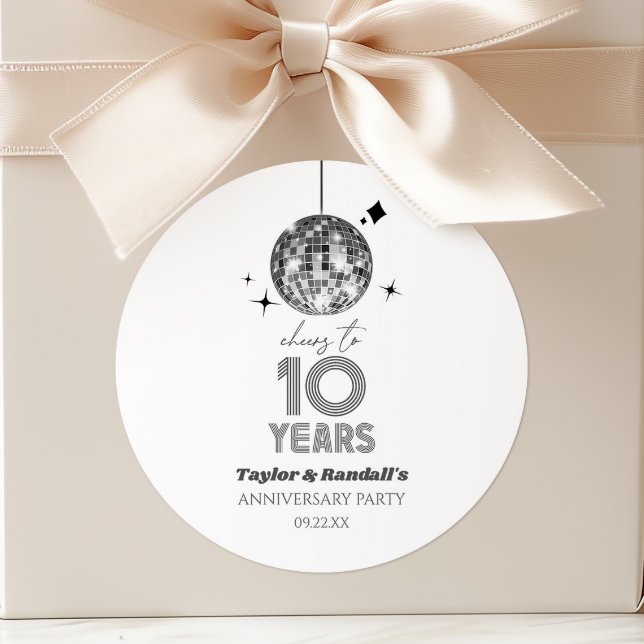 Pegatina Redonda Fiesta de aniversario de bodas de 10 años Disco Ch (Subido por el creador)