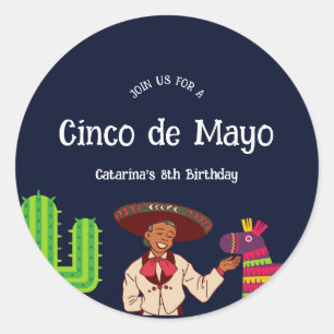 Pegatina Redonda Fiesta de Aniversario del Cinco de Mayo