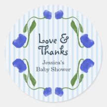 Fiesta de Baby Shower Floral Azul Linda Amor y Gra