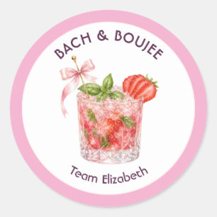 Pegatina Redonda Fiesta de Bach Preppy Coquette y Boujee Cóctel