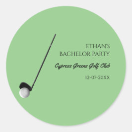 Pegatina Redonda Fiesta de Bachelor de Golf - Viaje de golf Clásico