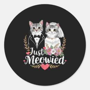 Pegatina Redonda Fiesta de Bachelorette Boda Novia Groom Gatos Sólo