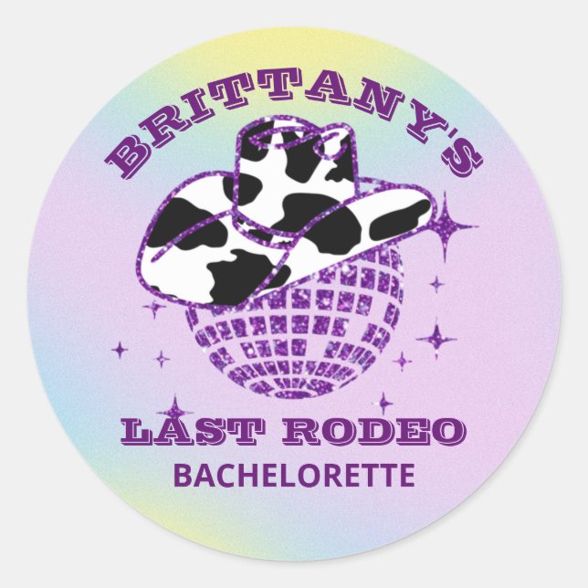 Pegatina Redonda Fiesta de Bachelorette Retro Disco (Anverso)