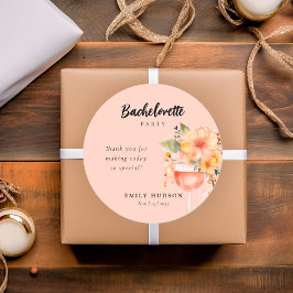 Pegatina Redonda Fiesta de bachillerato floral de Aperol Spritz