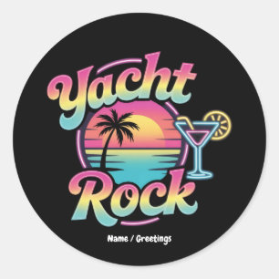 Pegatina Redonda Fiesta de Barco de Yacht Rock Descolorido – Sonido
