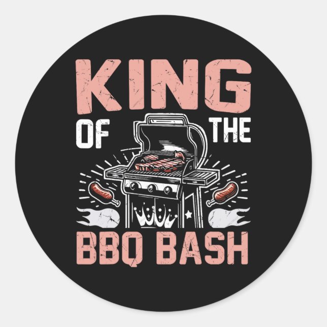 Pegatina Redonda Fiesta De Bbq Bash Bbq (Anverso)